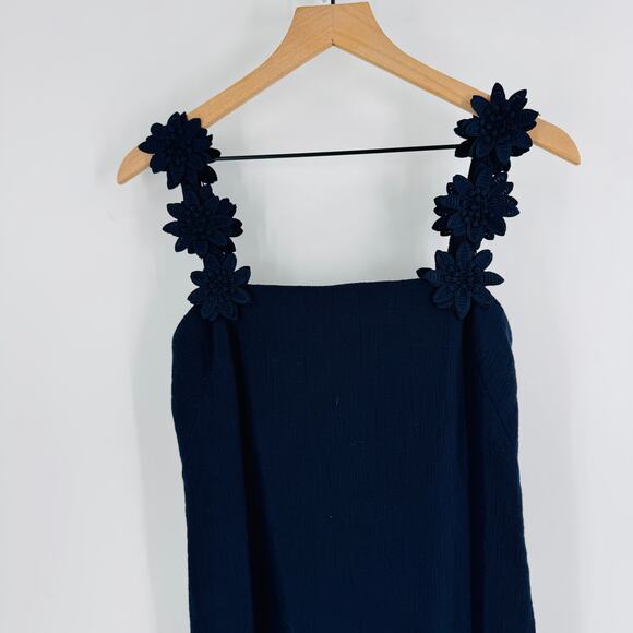 Pearl by Lela Rose NWT Navy Cotton Canvas Floral Strap Column Dress Size 6 - Picture 9 of 12
